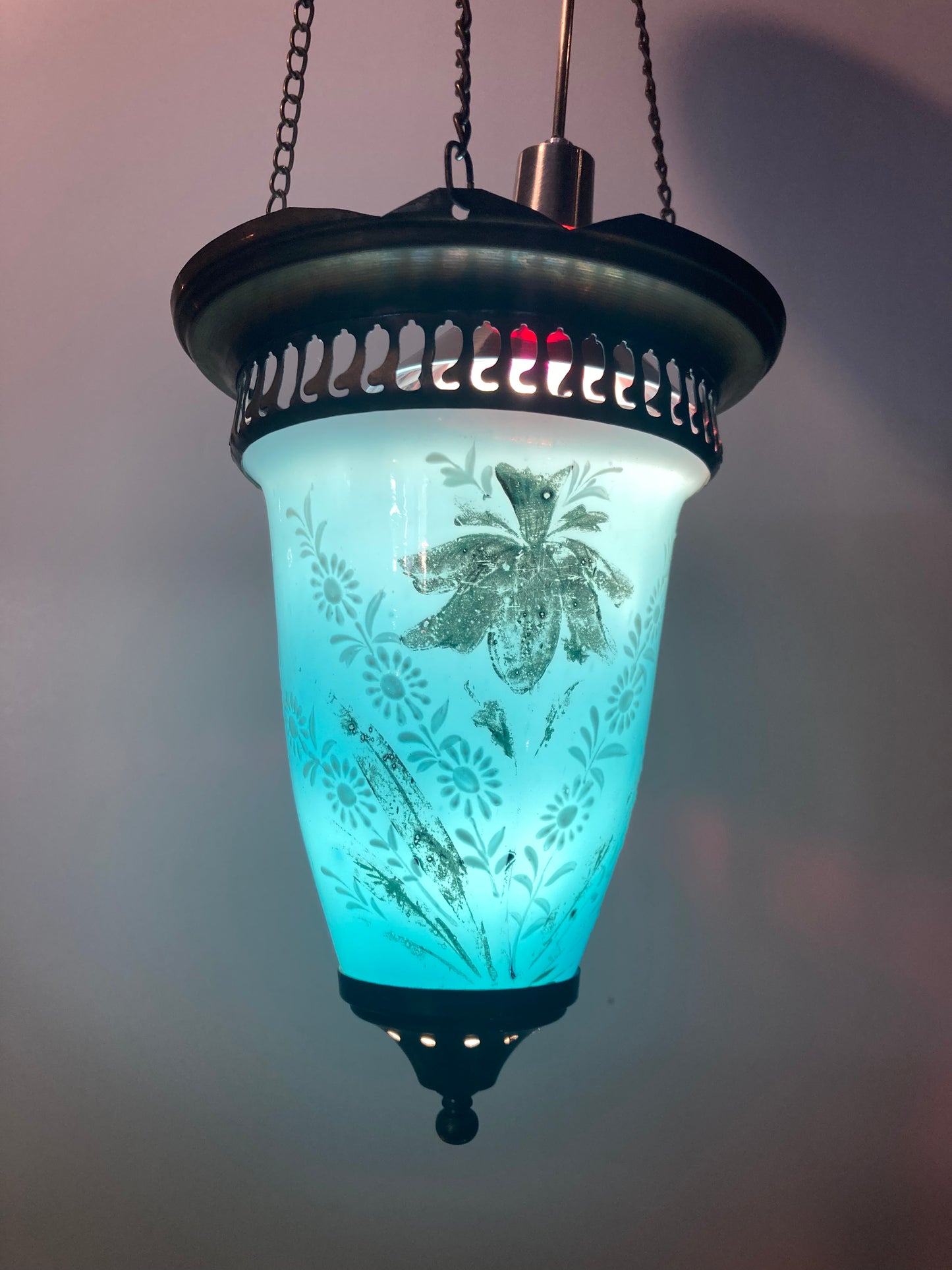 Blue Floral Antique Hanging Lamp