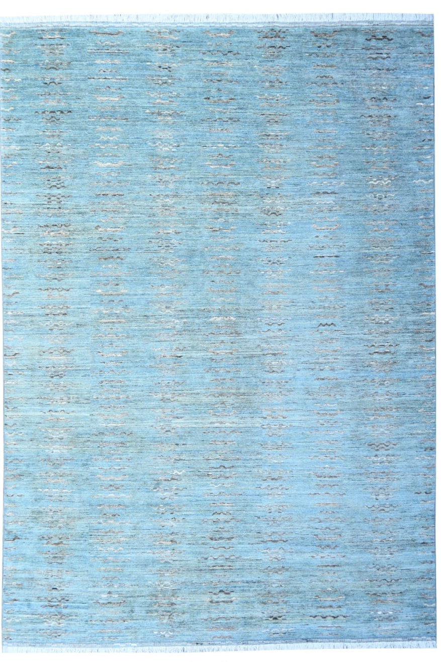 Subtle Pattern Rug Blue Contemporary Rug with Subtle Ripple Design – 14'5